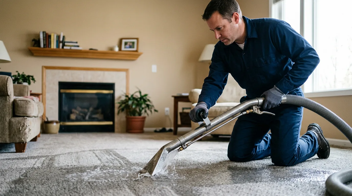 Water damage restoration technician working near Jacob, IL
